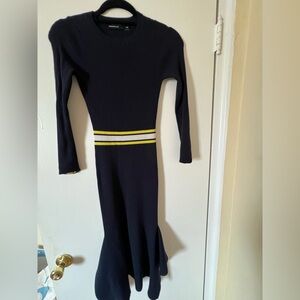 Karen Millen Black Dress with Yellow and White Stripes